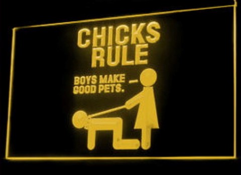 CHICKS RULE Boy make Good Pets LED Neon Sign